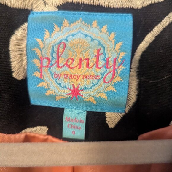 Plenty Tracy Reese Velvet Embroidered Jacket Crewel Princess Coat Girly Flare - Picture 5 of 8